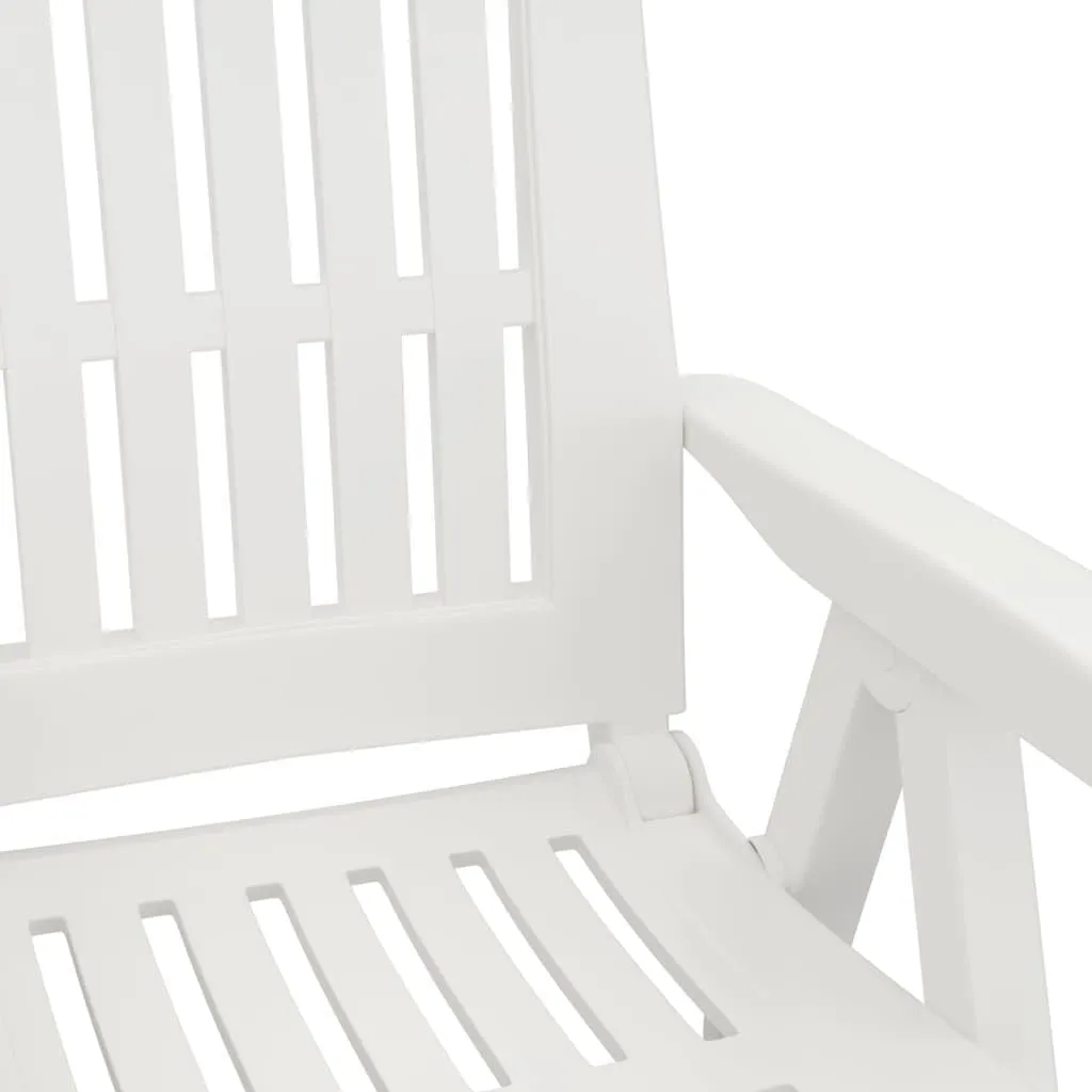 Patio Reclining Chairs 2 Pcs White Adjustable Foldable Outdoor Garden, Lightweight PP Material, Comfortable Lounging Chairs for Patio, Beach, Camping, and Dining