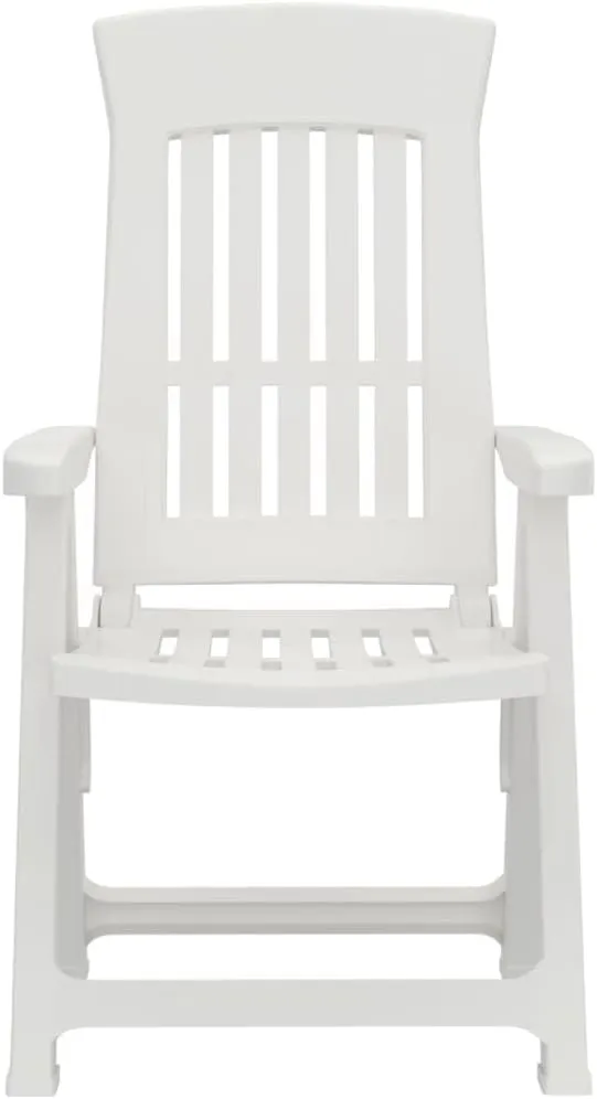 Patio Reclining Chairs 2 Pcs White Adjustable Foldable Outdoor Garden, Lightweight PP Material, Comfortable Lounging Chairs for Patio, Beach, Camping, and Dining