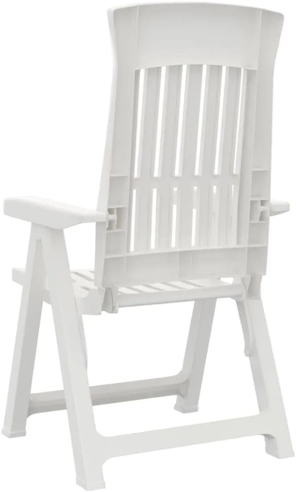 Patio Reclining Chairs 2 Pcs White Adjustable Foldable Outdoor Garden, Lightweight PP Material, Comfortable Lounging Chairs for Patio, Beach, Camping, and Dining