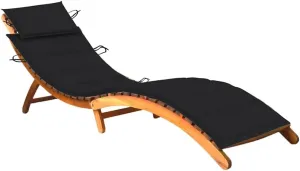 Patio Sun Lounger with Cushion Solid Acacia Woodtanning Chair Recliner Camping Chairs Patio Suitable for Garden Courtyard