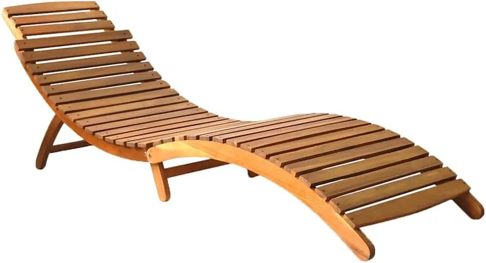 Patio Sun Lounger with Cushion Solid Acacia Woodtanning Chair Recliner Camping Chairs Patio Suitable for Garden Courtyard