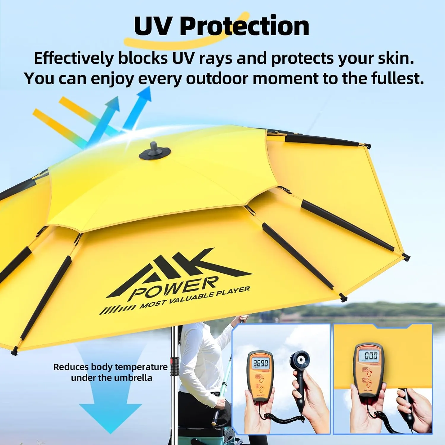 Patio Umbrella with Exclusive Black Coating, 7.2ft/7.8ft Heavy-Duty Double-Layer Nylon Canopy, Adjustable Tilt Sun Shade Outdoor Table Umbrella, UV Protection & Carry Bag for Beach, Fishing, Backyard