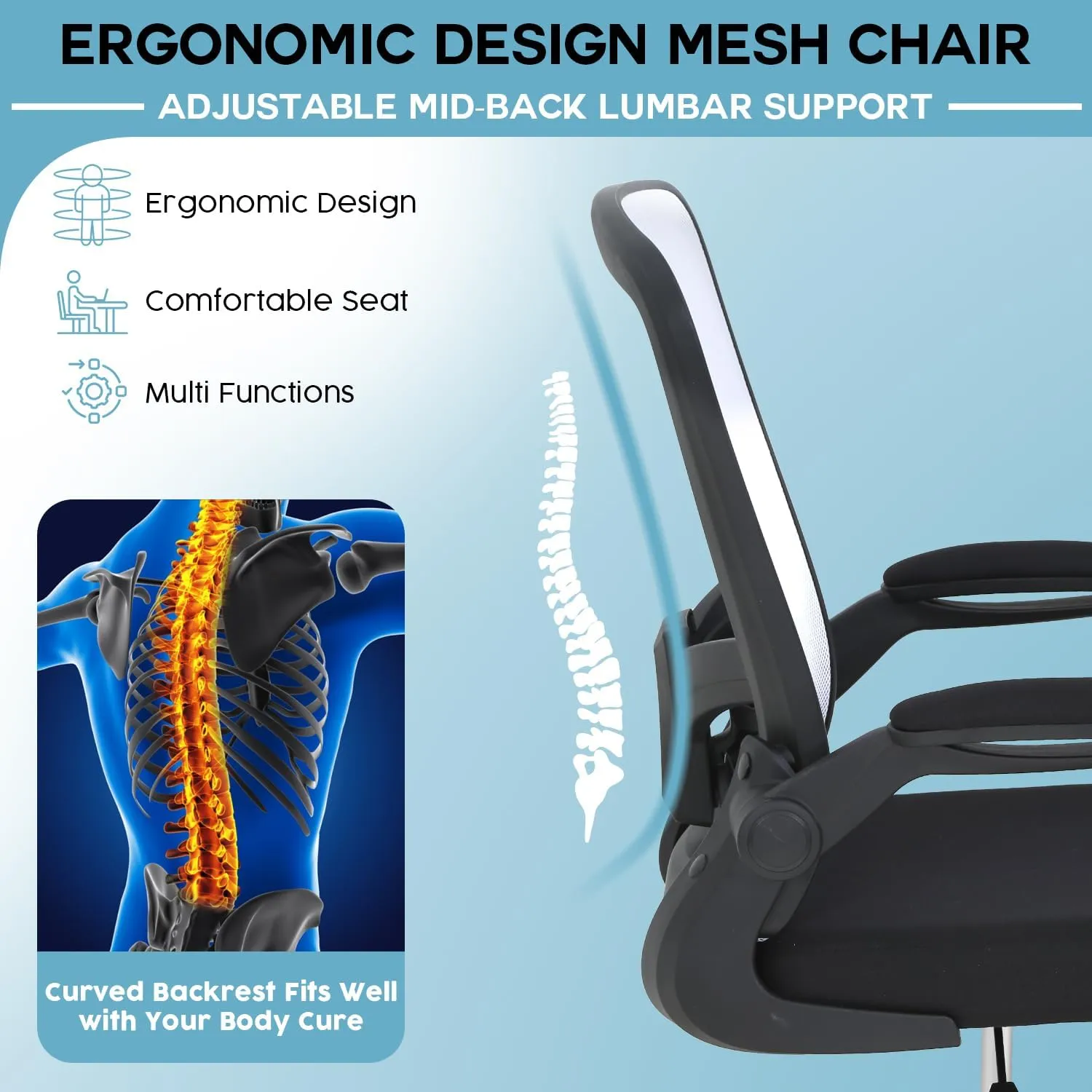 PayLessHere Ergonomic Drafting Chair Tall Office Chair High Adjustable Standing Desk Chair with Lumbar Support Mesh Back Footrest Flip-Up Arms for Office Computer Desk Standing Desk (White)