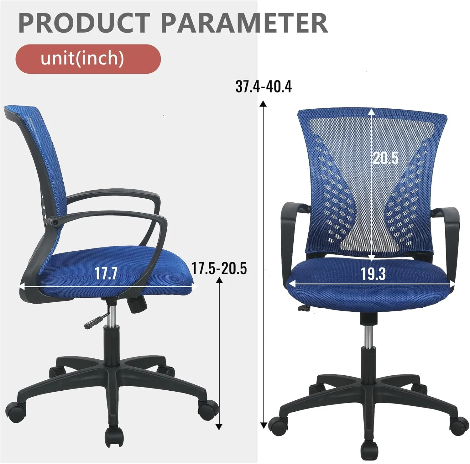 PayLessHere Office Computer Gaming Chair Ergonomic Mesh Desk Chair Adjustable Video Game Chairs with 360 Degrees Swivel Wheels Armrest Lumbar Support for Home Office (Blue)