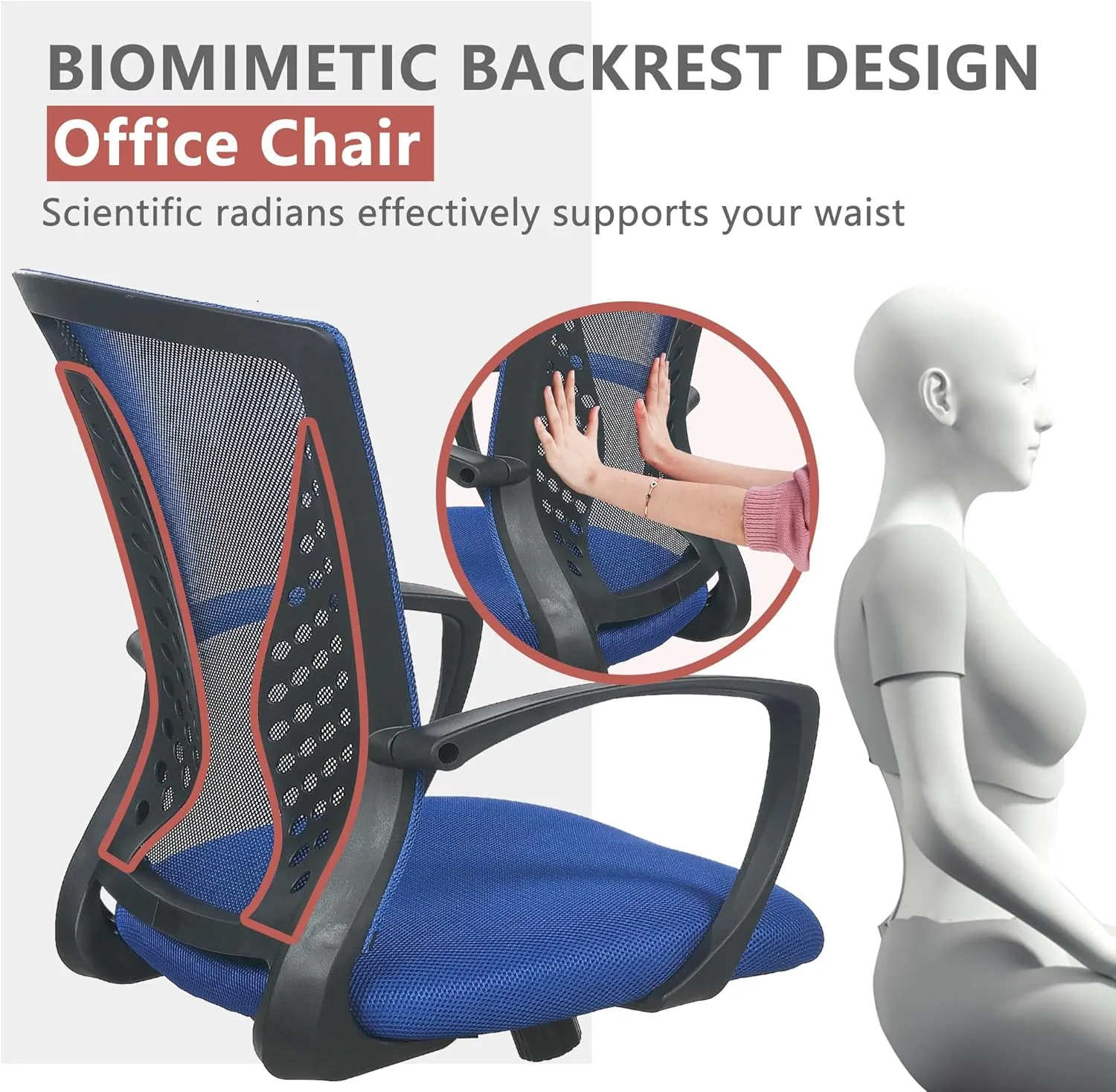 PayLessHere Office Computer Gaming Chair Ergonomic Mesh Desk Chair Adjustable Video Game Chairs with 360 Degrees Swivel Wheels Armrest Lumbar Support for Home Office (Blue)