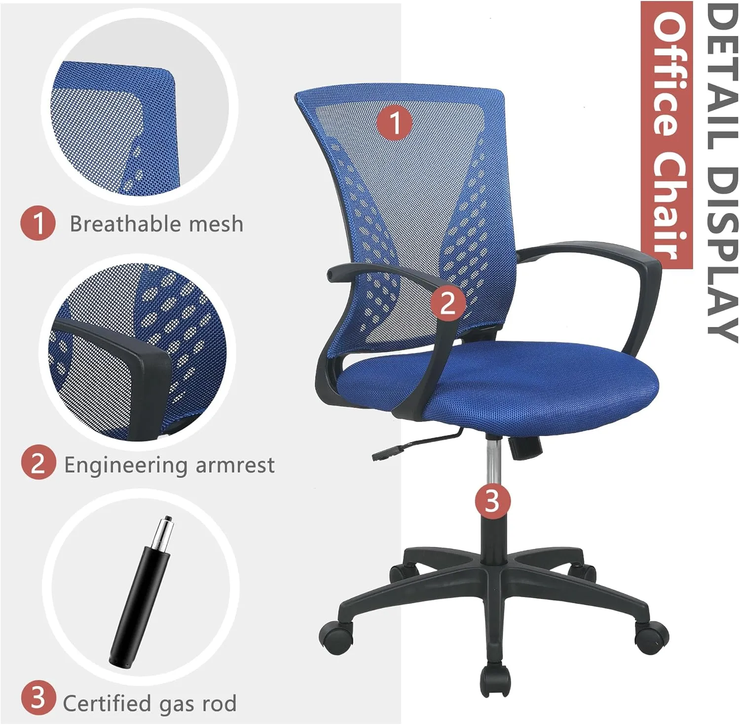 PayLessHere Office Computer Gaming Chair Ergonomic Mesh Desk Chair Adjustable Video Game Chairs with 360 Degrees Swivel Wheels Armrest Lumbar Support for Home Office (Blue)