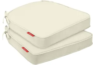 Pcinfuns Outdoor Chair Cushions Set of 2,Thick 17" x 16" x 3" Cushion for Patio Furniture,Round Corner Patio Chair pads with Ties, Memory Foam Outdoor Seat Cushions,Beige