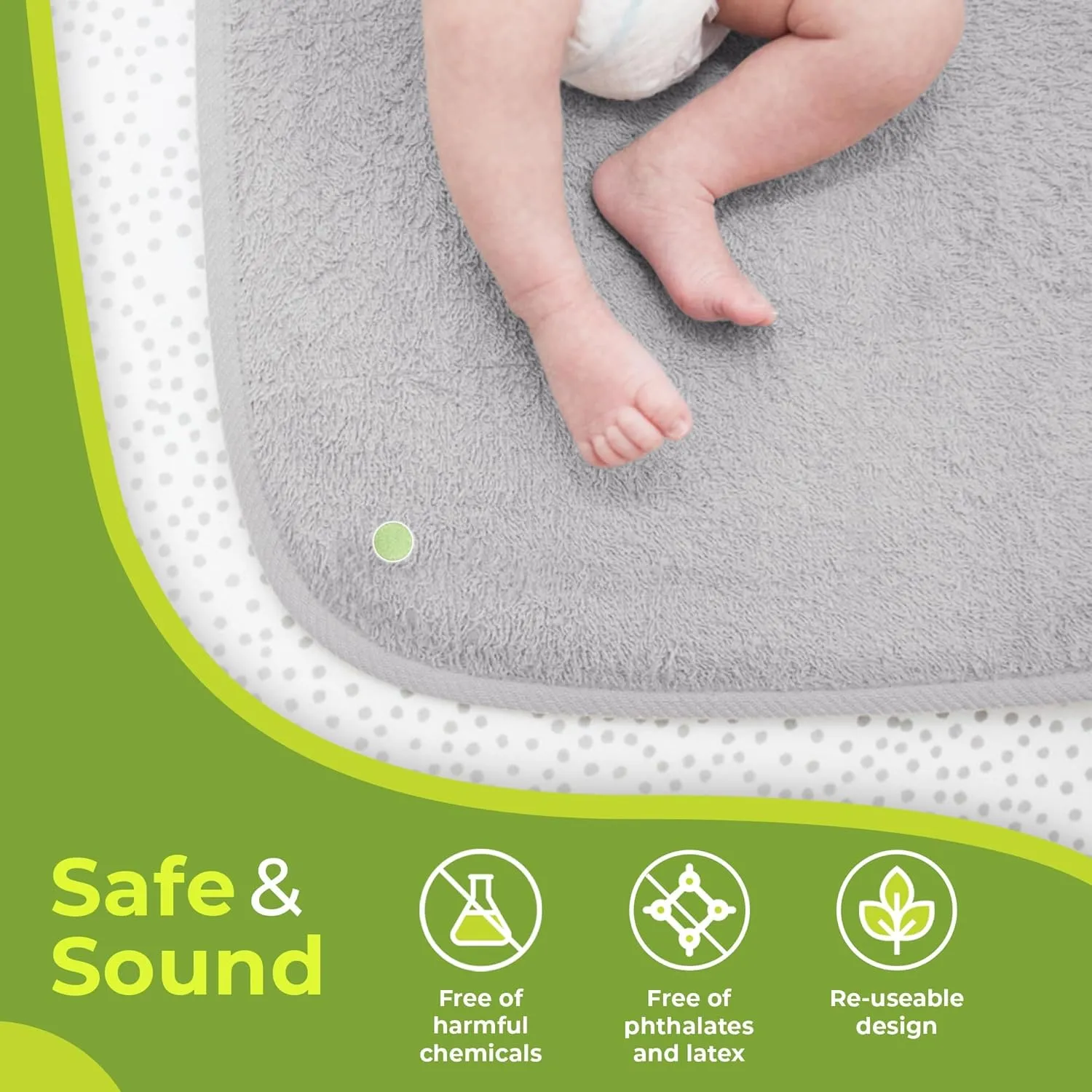 PeapodMats Chair Pads for Incontinence | Washable, Waterproof Chair & Bed Incontinence Pads | Suitable for Kids, Adults, Elderly & Pets, 1.5 x 1.5 Light Gray