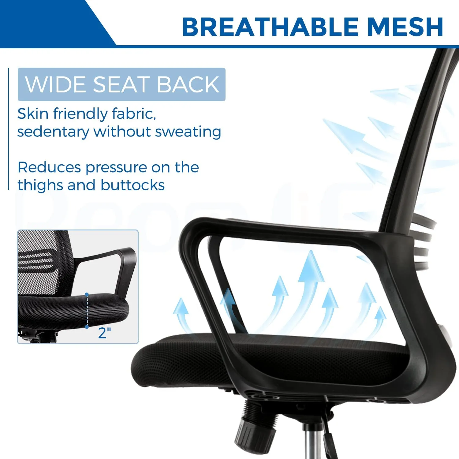 PEOM LIFE Drafting Chair Tall Office Chair - Comfortable Standing Desk Chair Foot Rest Height Adjustable with Armrests Mesh Mid-Back Desk Chair (Black, Modern)
