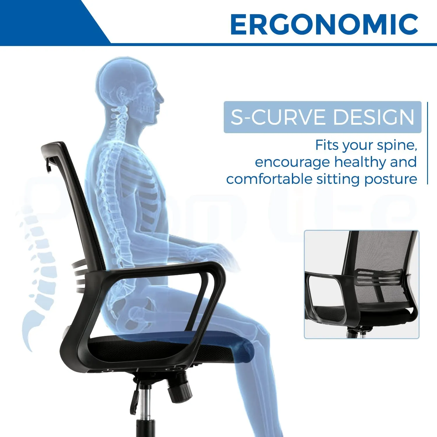 PEOM LIFE Drafting Chair Tall Office Chair - Comfortable Standing Desk Chair Foot Rest Height Adjustable with Armrests Mesh Mid-Back Desk Chair (Black, Modern)