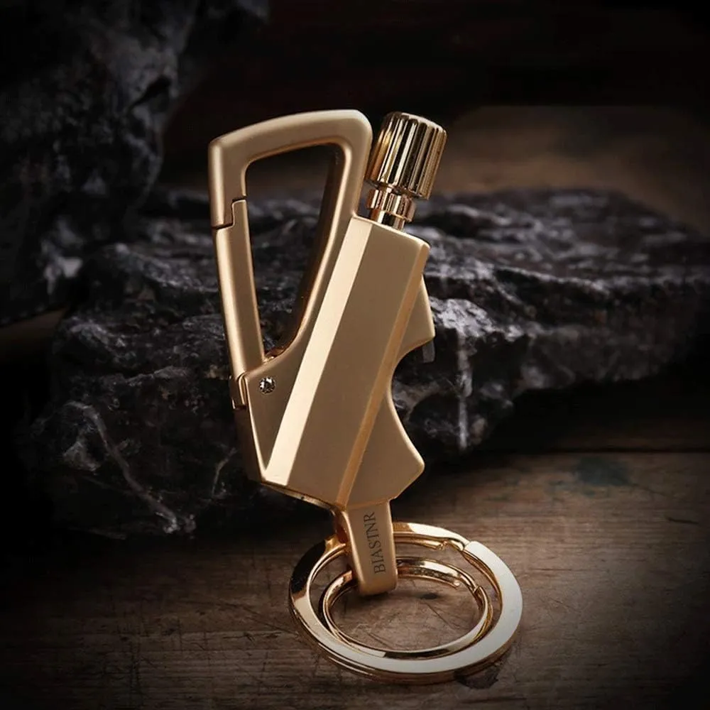 Permanent Match with Bottle Opener Metal Keychain Lighter, Reusable Waterproof Flint Matchstick Fire Starter for Camping Hunting, Great Gift Ideas Gold (GLOD*2PACK)