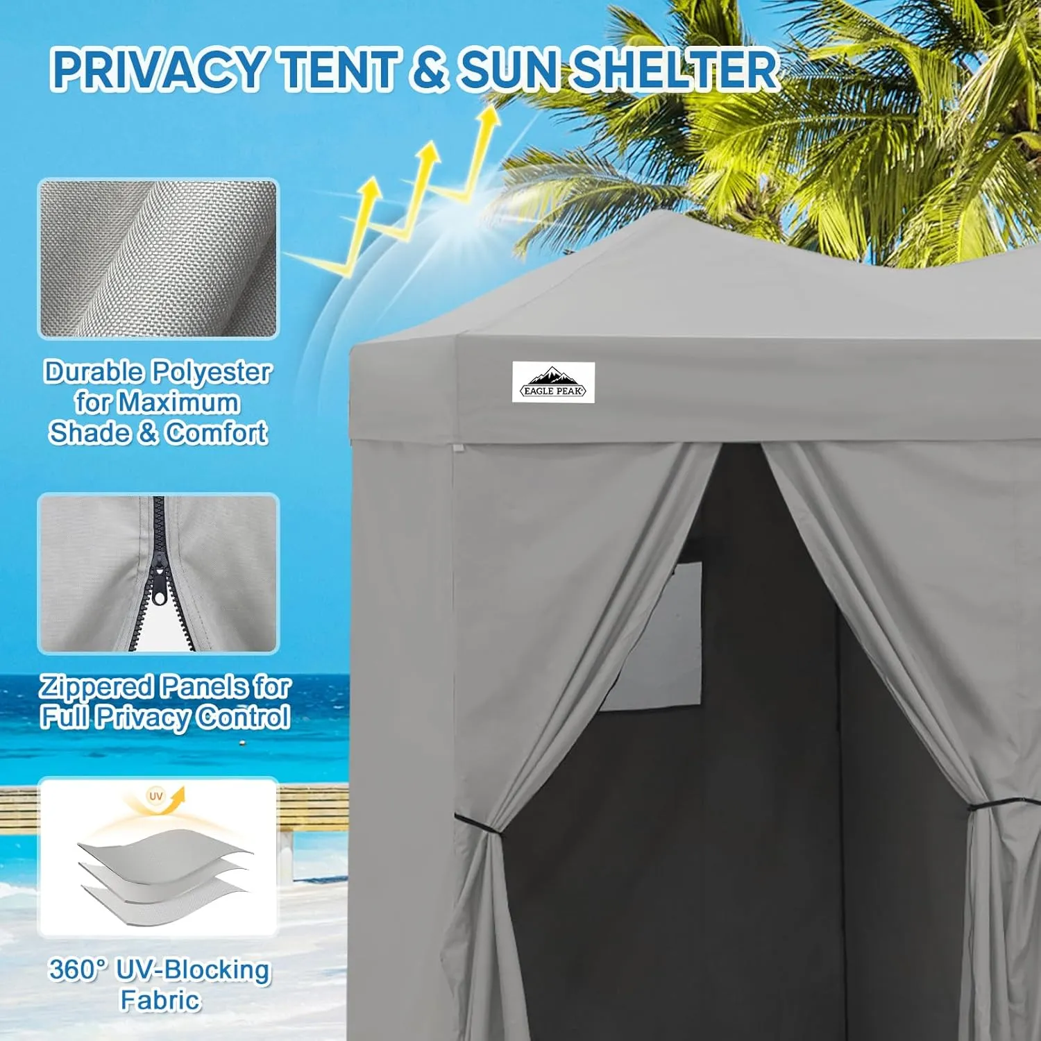 Photoshoots Changing EAGLE (Gray) Changing Dressing or 8x4, Supportive Portable Popular product Up Sun 2 for Portable PEAK Shelter, Up Pop Tent Outdoor Room Changing Beach Room Room for Pop Pool, Room,