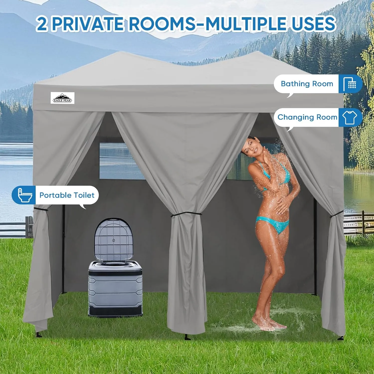Photoshoots Changing EAGLE (Gray) Changing Dressing or 8x4, Supportive Portable Popular product Up Sun 2 for Portable PEAK Shelter, Up Pop Tent Outdoor Room Changing Beach Room Room for Pop Pool, Room,