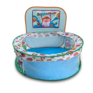 Playtime Foldable Ball Pit Basketball  Animal Theme - Blue