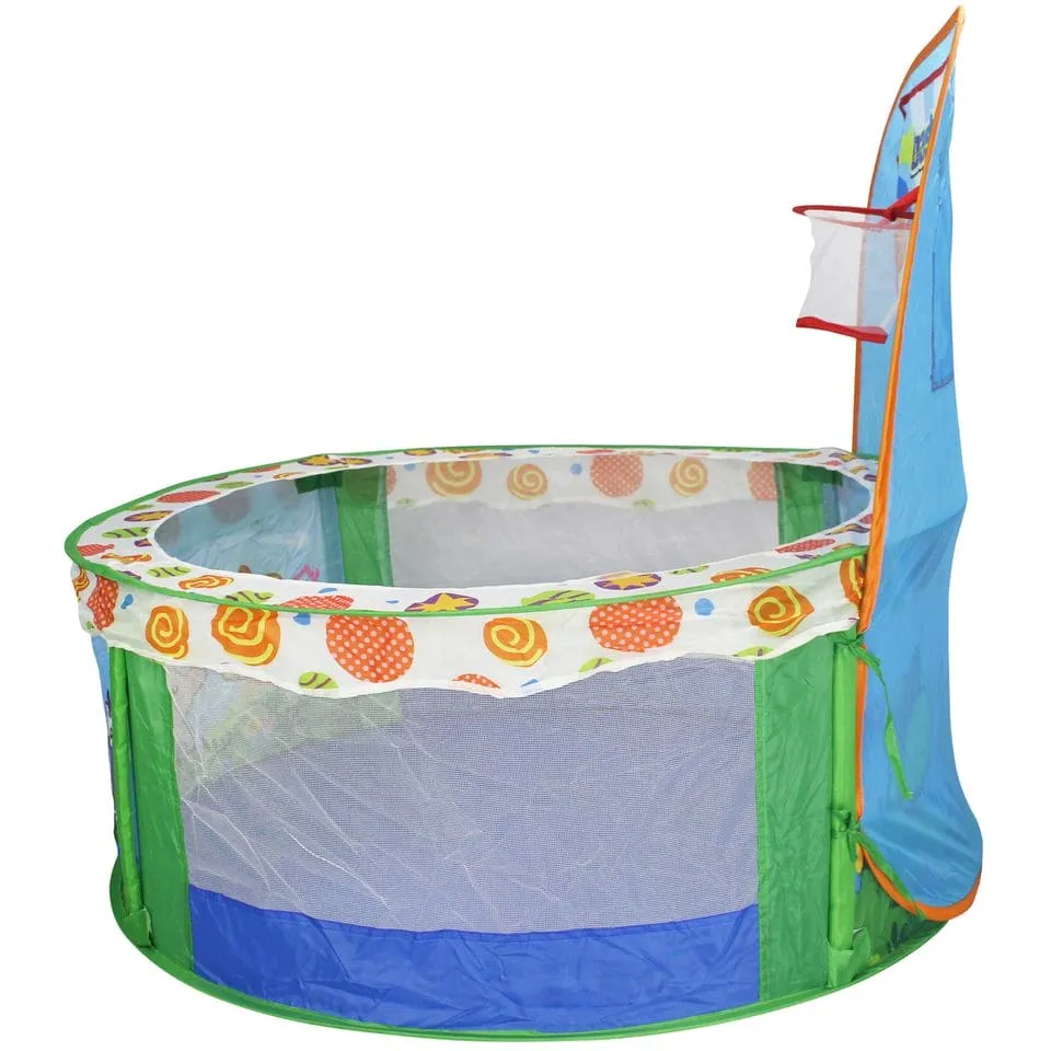 Playtime Foldable Ball Pit Basketball  Animal Theme - Blue