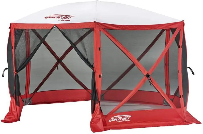 Polar Trailer Quick-Set Escape Sport Screen Shelter – 6-Sided Pop-Up Canopy, Red/White, 60-Second Setup, UV & Bug Protection, Reinforced for Hard Surfaces – Tailgating, Sports & Outdoor Events