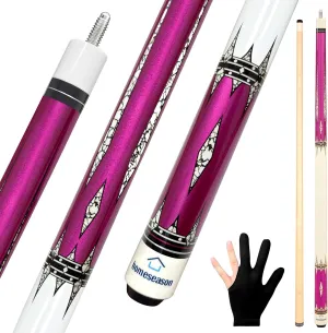 Pool Cues 58 inch Pool Cue Stick with 13mm Fiber Leather tip 20oz 4-Colors for Beginner, Commercial and Home Entertainment