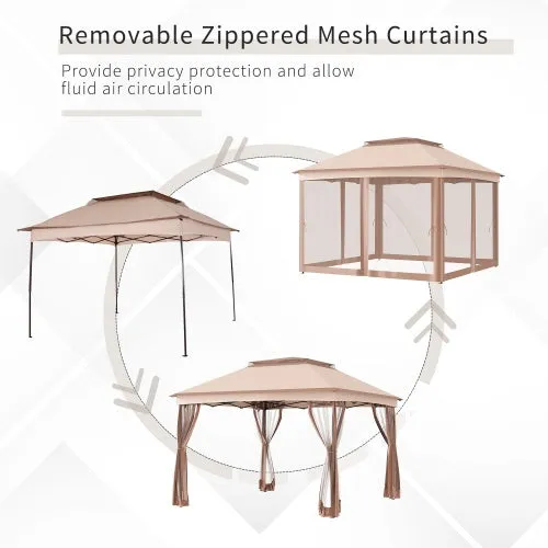 Pop-up Awning, Outdoor Patio Gazebo Shelter With Detachable Zipper