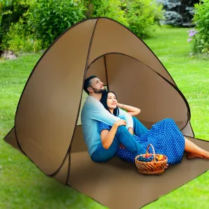 Pop Up Beach Tent Sun Shade Shelter Instant Setup - UPF 50  Waterproof Portable Canopy for Beach, Camping, Park - Fits 2-3 People with Storage Bag