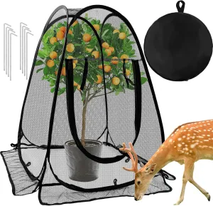 Pop Up Mesh Plant Protectors from Animals,Large Plant Netting Guard Cover with 8 Stake Crop Cage Fine Mesh Plant Tents for Protect Flower Tomato Vegetable from Deer Cat Bird Squirrel, 28x28x34 in