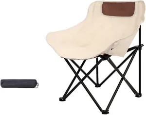 Portable Camp Chairs for Adults, Sturdy and Durable Camp Chairwith Carry Bag, Lightweight Camping Chairs for Beach Garden, Terrace (Color : Beige)
