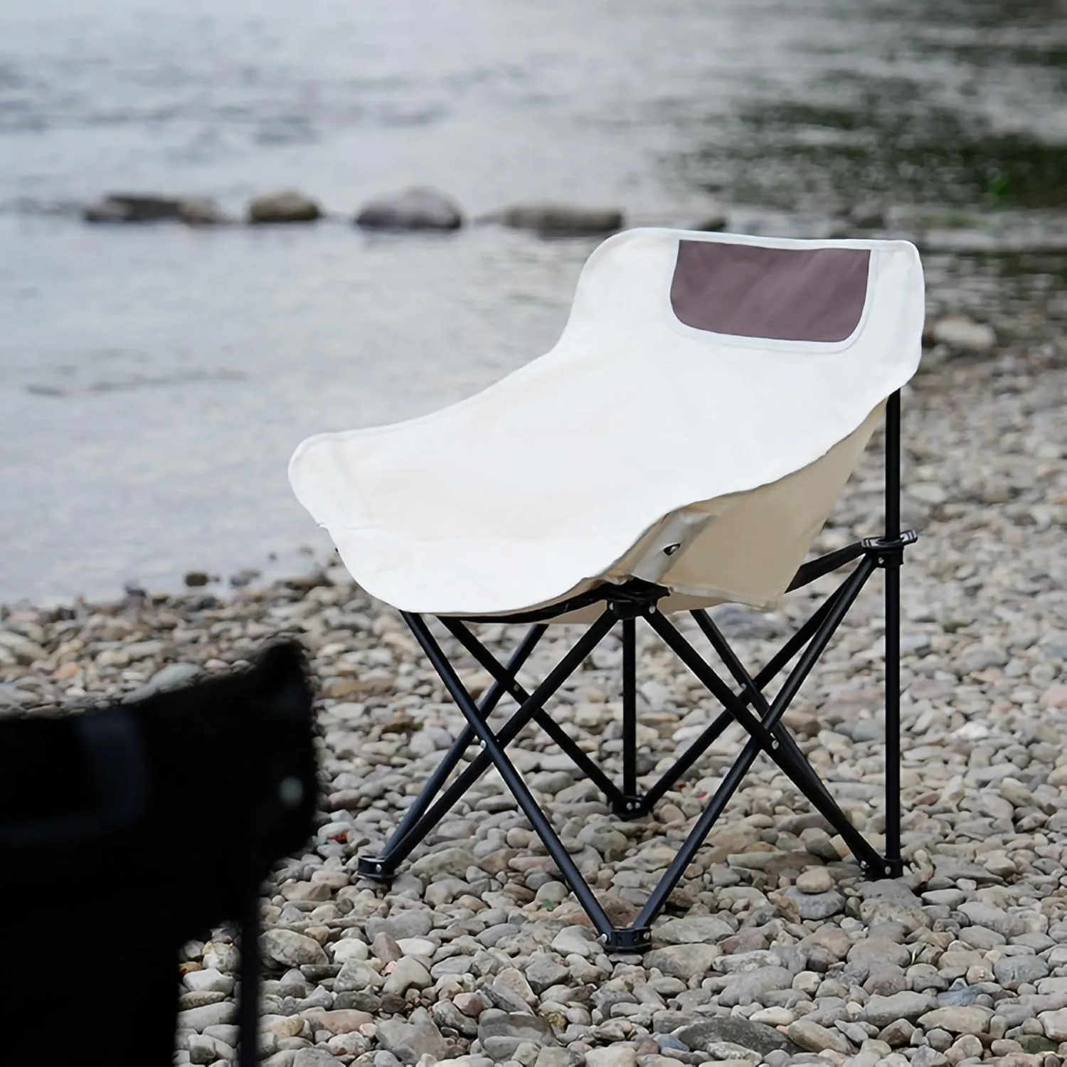 Portable Camp Chairs for Adults, Sturdy and Durable Camp Chairwith Carry Bag, Lightweight Camping Chairs for Beach Garden, Terrace (Color : Beige)
