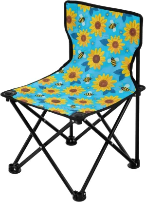 Portable Camping Chairs Sunflower Flowers Bee Lightweight Folding Chair for Camping, Beach, Picnic, Travel and Sports with Carry Bag 20855929