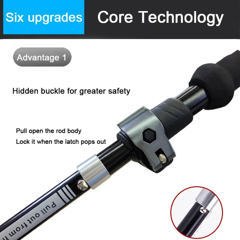 Portable Foldable Trekking Pole Set: 5-Section Outdoor Walking and Hiking Sticks