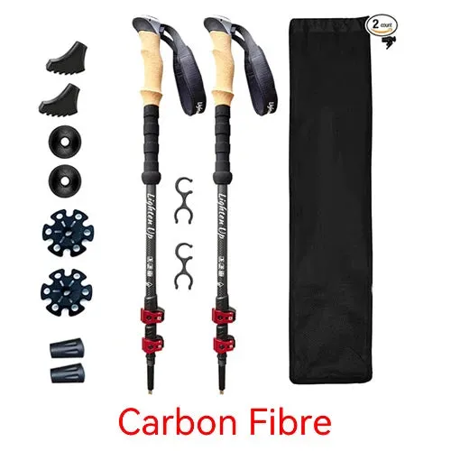 Portable Foldable Trekking Pole Set: 5-Section Outdoor Walking and Hiking Sticks