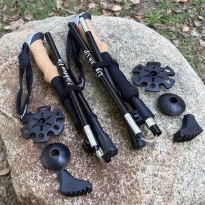 Portable Foldable Trekking Pole Set: 5-Section Outdoor Walking and Hiking Sticks
