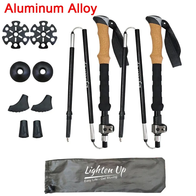 Portable Foldable Trekking Pole Set: 5-Section Outdoor Walking and Hiking Sticks