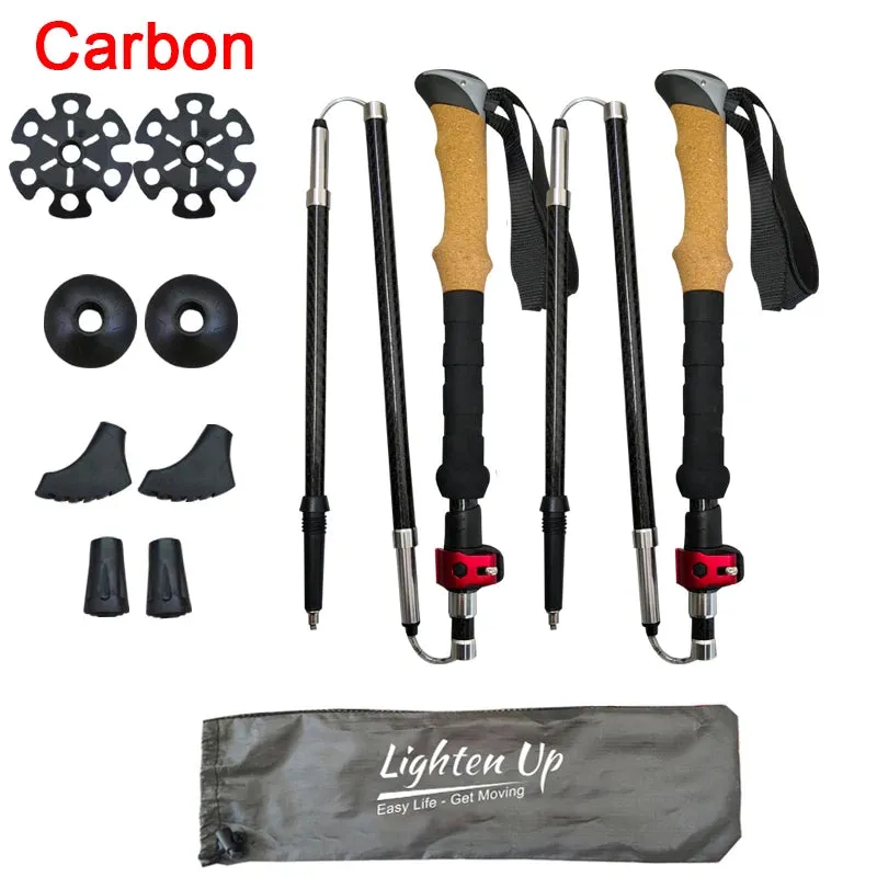 Portable Foldable Trekking Pole Set: 5-Section Outdoor Walking and Hiking Sticks