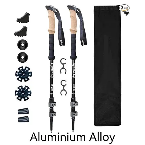 Portable Foldable Trekking Pole Set: 5-Section Outdoor Walking and Hiking Sticks