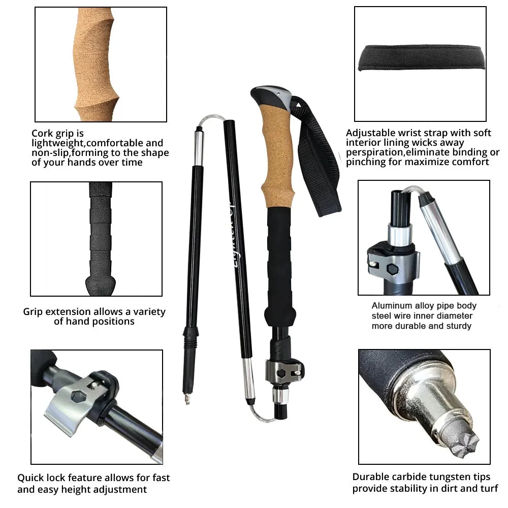 Portable Foldable Trekking Pole Set: 5-Section Outdoor Walking and Hiking Sticks
