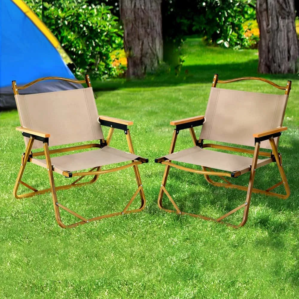Portable Folding Beach Chair with Aluminium Frame - Set of 2
