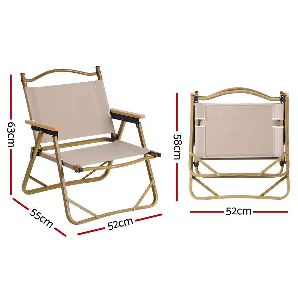 Portable Folding Beach Chair with Aluminium Frame - Set of 2