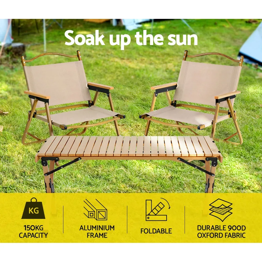 Portable Folding Beach Chair with Aluminium Frame - Set of 2