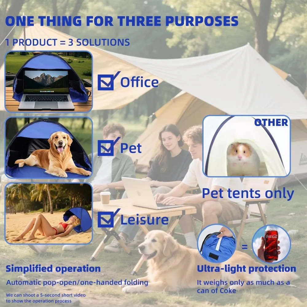 Portable Mini Beach Tent Instant, Pop Up Canopy for Pets, Cat and Dog Outdoor Waterproof Tent House,Laptops & Outdoor Shade (Red)