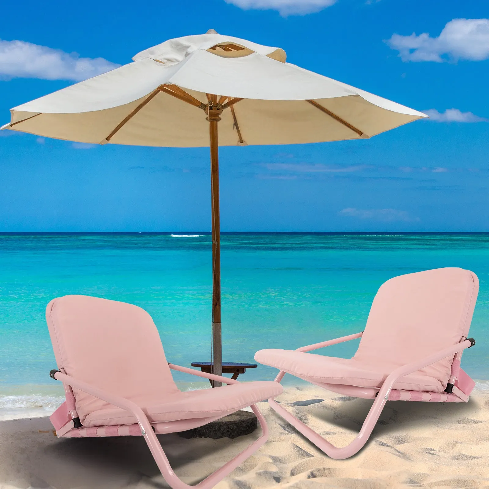 Portable Pink 2-Pack Folding Beach Chairs