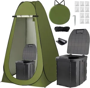 Portable Toilet and Privacy Tent for Adults, Pop Up Privacy Tent Outdoor X Large Camping Folding Toilet,1 Roll Toilet Bags, 10 Pack Liquid Waste Gel,Pop-up Tent for Toilet, Travel, Changing