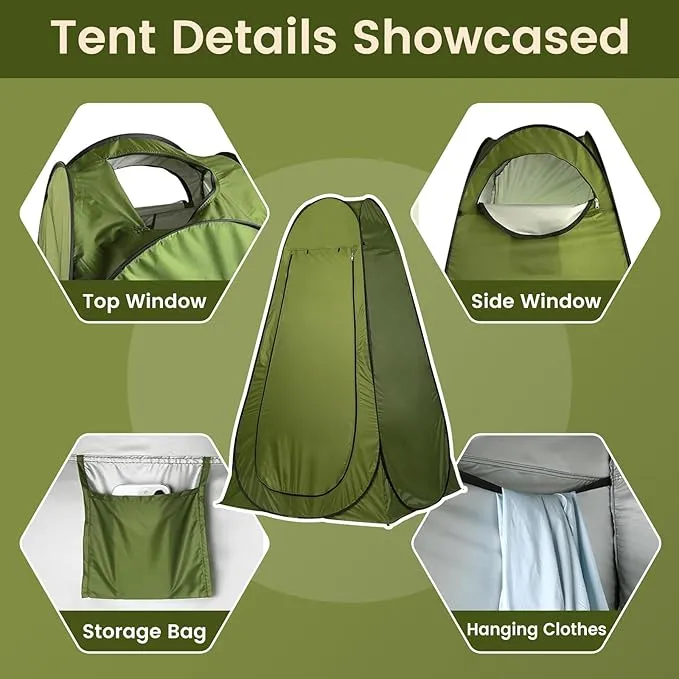 Portable Toilet and Privacy Tent for Adults, Pop Up Privacy Tent Outdoor X Large Camping Folding Toilet,1 Roll Toilet Bags, 10 Pack Liquid Waste Gel,Pop-up Tent for Toilet, Travel, Changing