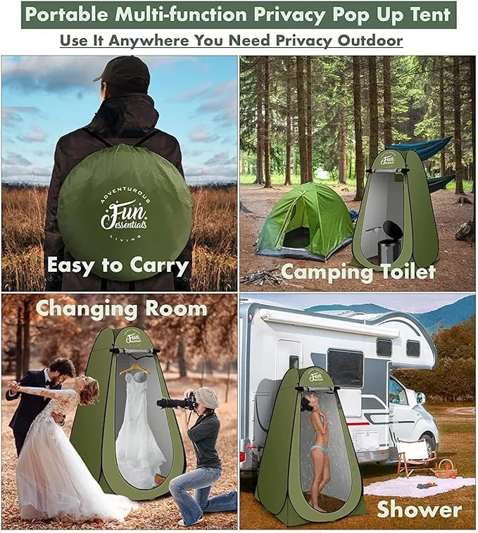 Portable Toilet Kit For Adults, Pop Up Privacy Tent, X Large Camping Folding Toilet, 12 Toilet bags, 12 pack Liquid Waste Gel, Washable Foldable For Travel,RV,Outdoor