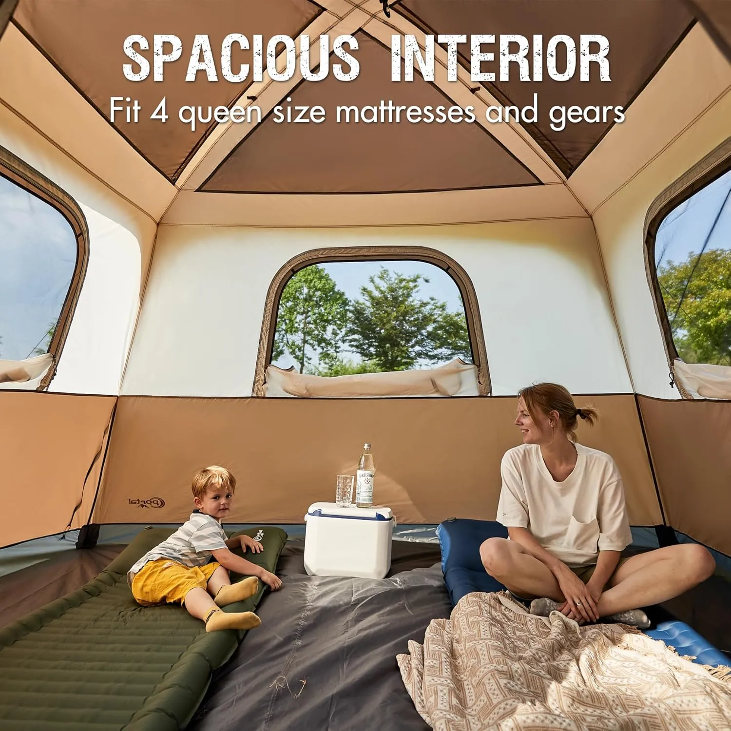 PORTAL 6 | 8 | 10 Person Family Camping Tent with Porch, Big Family Camping Tent with Tall Height, Good Ventilation, Water Resitant Large Tent for Outdoor Camping, Backyard