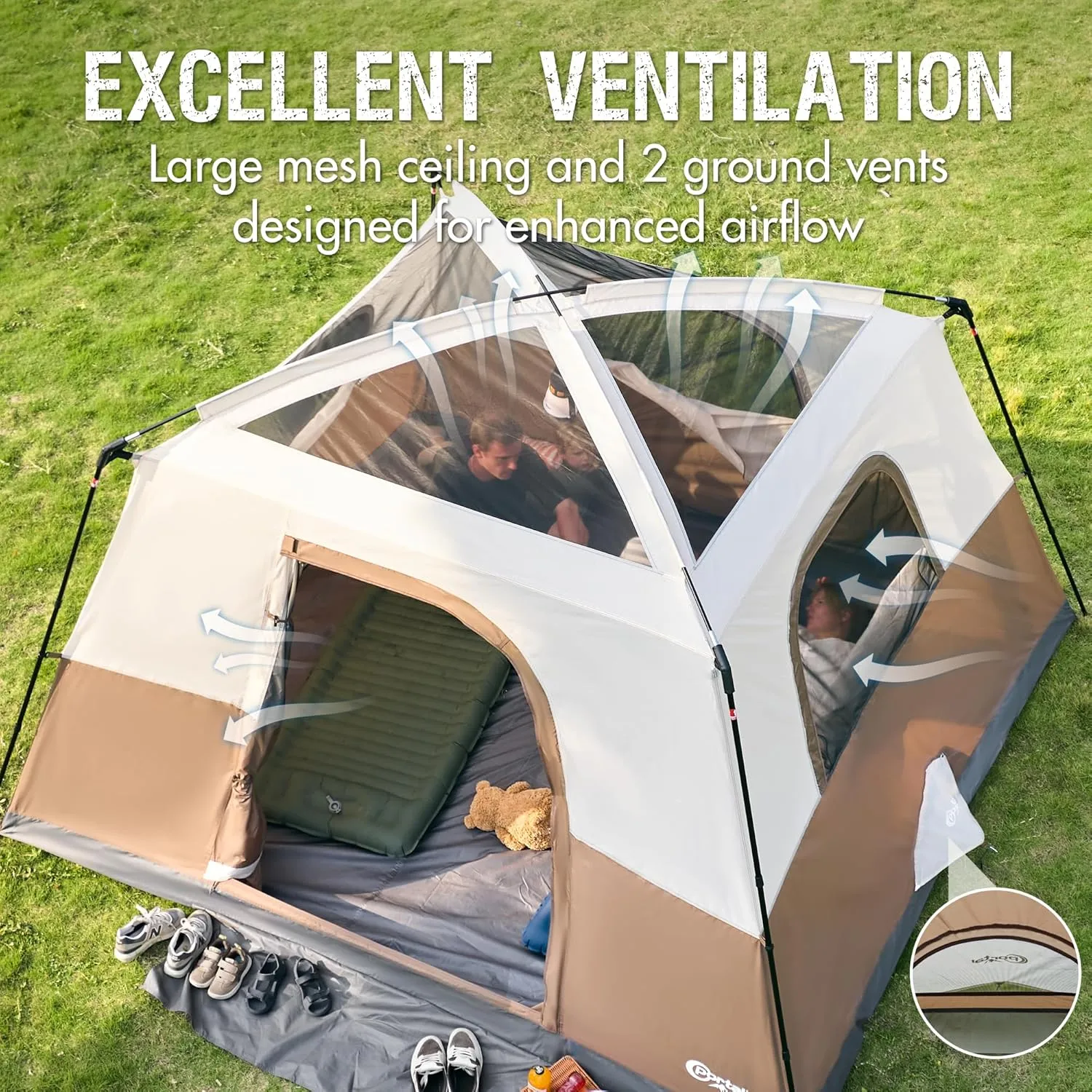 PORTAL 6 | 8 | 10 Person Family Camping Tent with Porch, Big Family Camping Tent with Tall Height, Good Ventilation, Water Resitant Large Tent for Outdoor Camping, Backyard