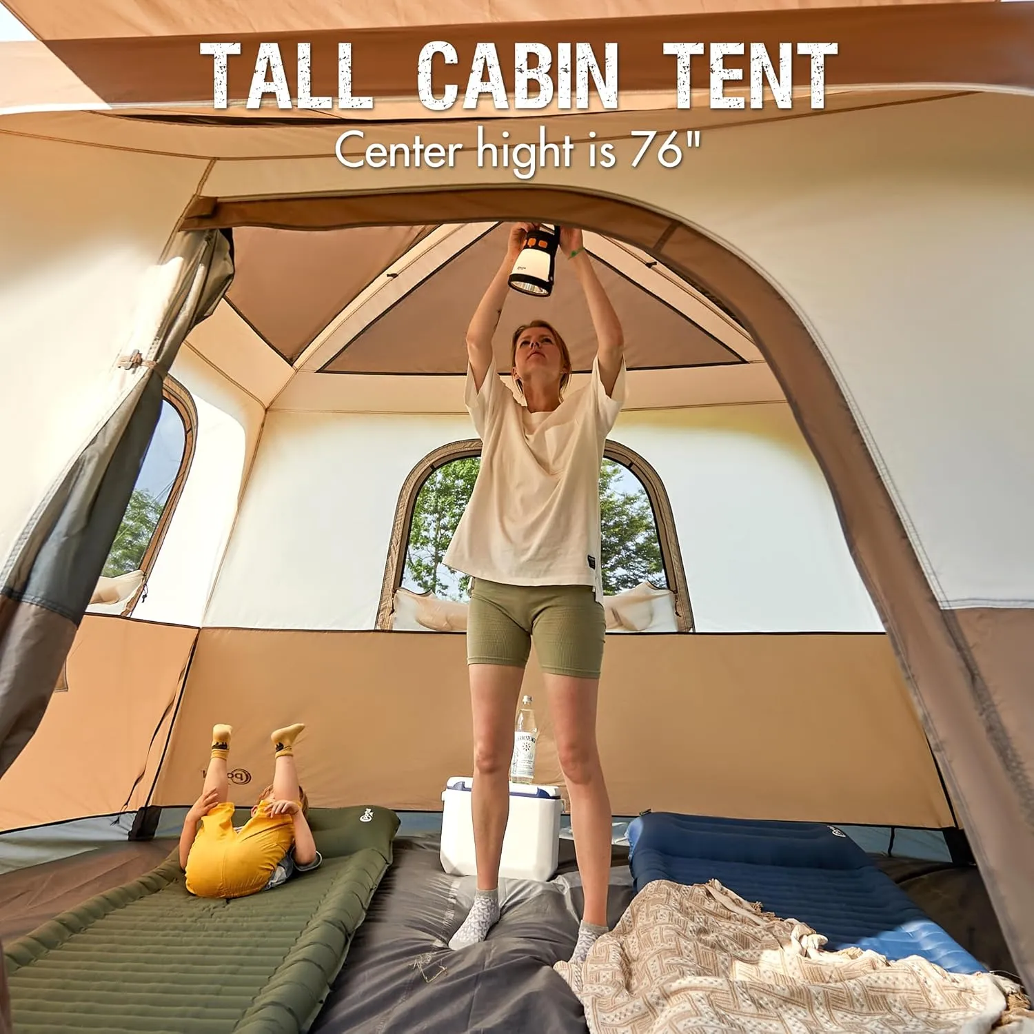PORTAL 6 | 8 | 10 Person Family Camping Tent with Porch, Big Family Camping Tent with Tall Height, Good Ventilation, Water Resitant Large Tent for Outdoor Camping, Backyard