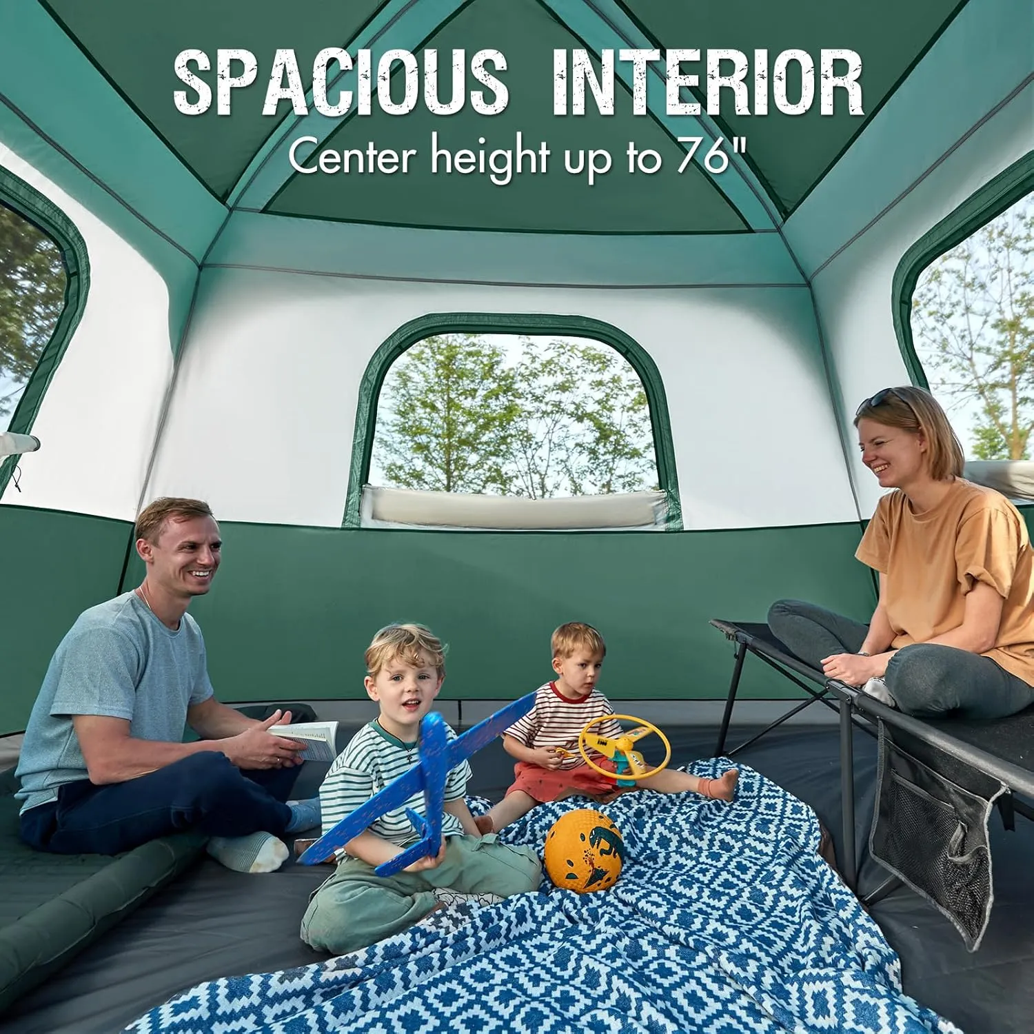 PORTAL 6 | 8 | 10 Person Family Camping Tent with Porch, Big Family Camping Tent with Tall Height, Good Ventilation, Water Resitant Large Tent for Outdoor Camping, Backyard