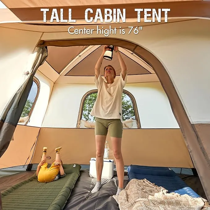 PORTAL 6 Person Camping Tent with Porch, Family Cabin Tent with Spacious Space, Water Resistant, Excellent Ventilation for Camping Outdoor Party Gathering