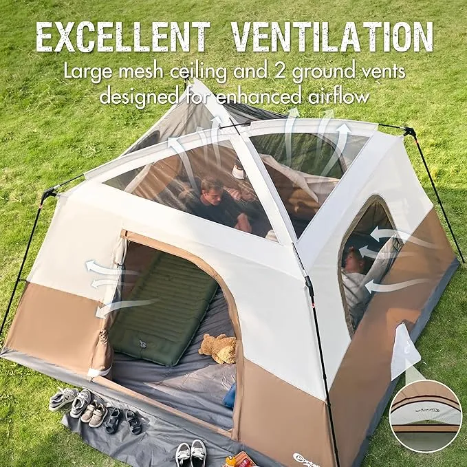 PORTAL 6 Person Camping Tent with Porch, Family Cabin Tent with Spacious Space, Water Resistant, Excellent Ventilation for Camping Outdoor Party Gathering