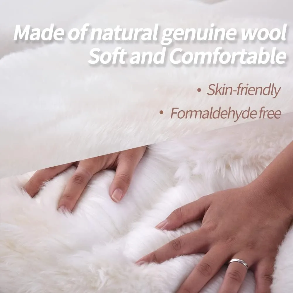 Premium Genuine Fur Sheepskin Rug Real Australia Sheepskin Natural Luxury Fluffy Lambskin Fur Area Rug Seat Covers for Kids Bedroom Sofa Chair Cover (Gray Tip, Single Pelt/2ft x 3ft)