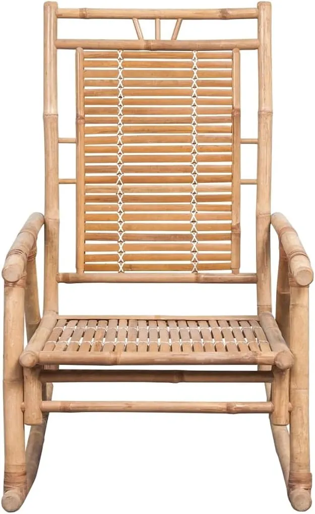 Premium Solid Bamboo Rocking Chair with Comfortable Anthracite Cushion for Outdoor Patio Garden Indoor Lounge Use Includes Extra Cushion Durable and Easy to Clean Furniture